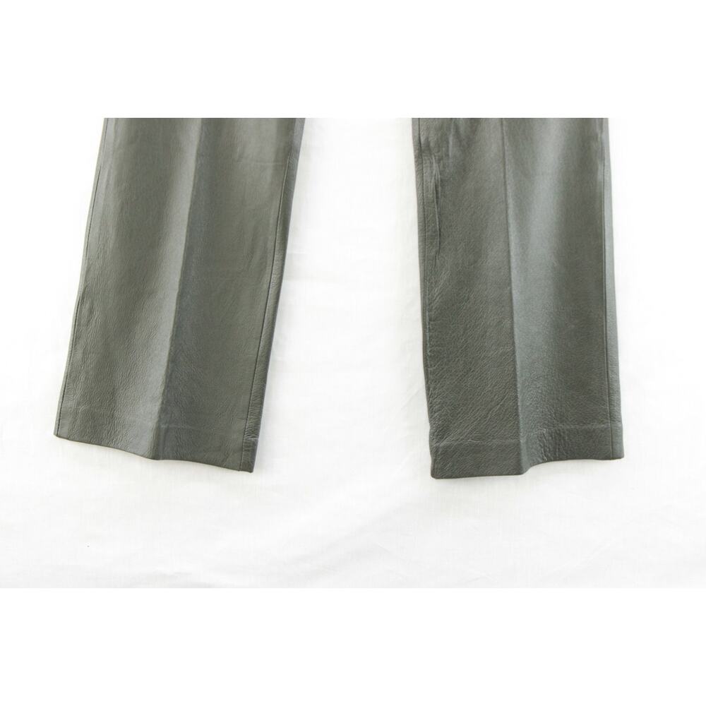 NEW  Newport News Soft Leather 2 Piece Pant Suit Womens Sz 4 Gray Green Biker - Picture 10 of 16